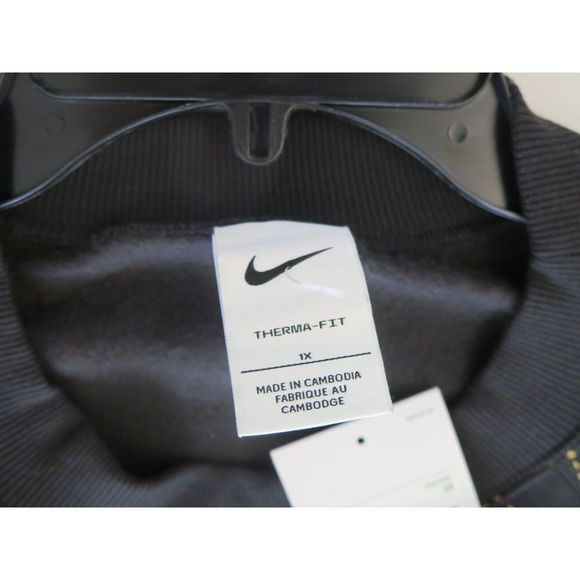 Nike DN5486 010 Women's Sz 1X Black/Gold Therma-Fit Cropped Crew Sweatshirt $110 - Picture 3 of 7